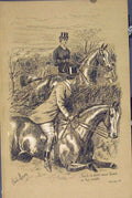 Original Old Antique Print C1881 Horses Man Woman Fence Country Scene Victorian
