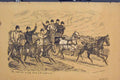 Original Old Antique Print Horses Coach Racing Country Scene C1881 Sepia 19th