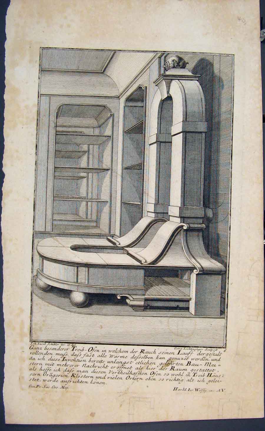 Original Old Antique Print By J. Schubler Fine Art C1702 Engraving Altars