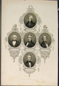 Original Old Antique Print Andrew Jackson Van Buren Harrison Tyler Polk Portrait