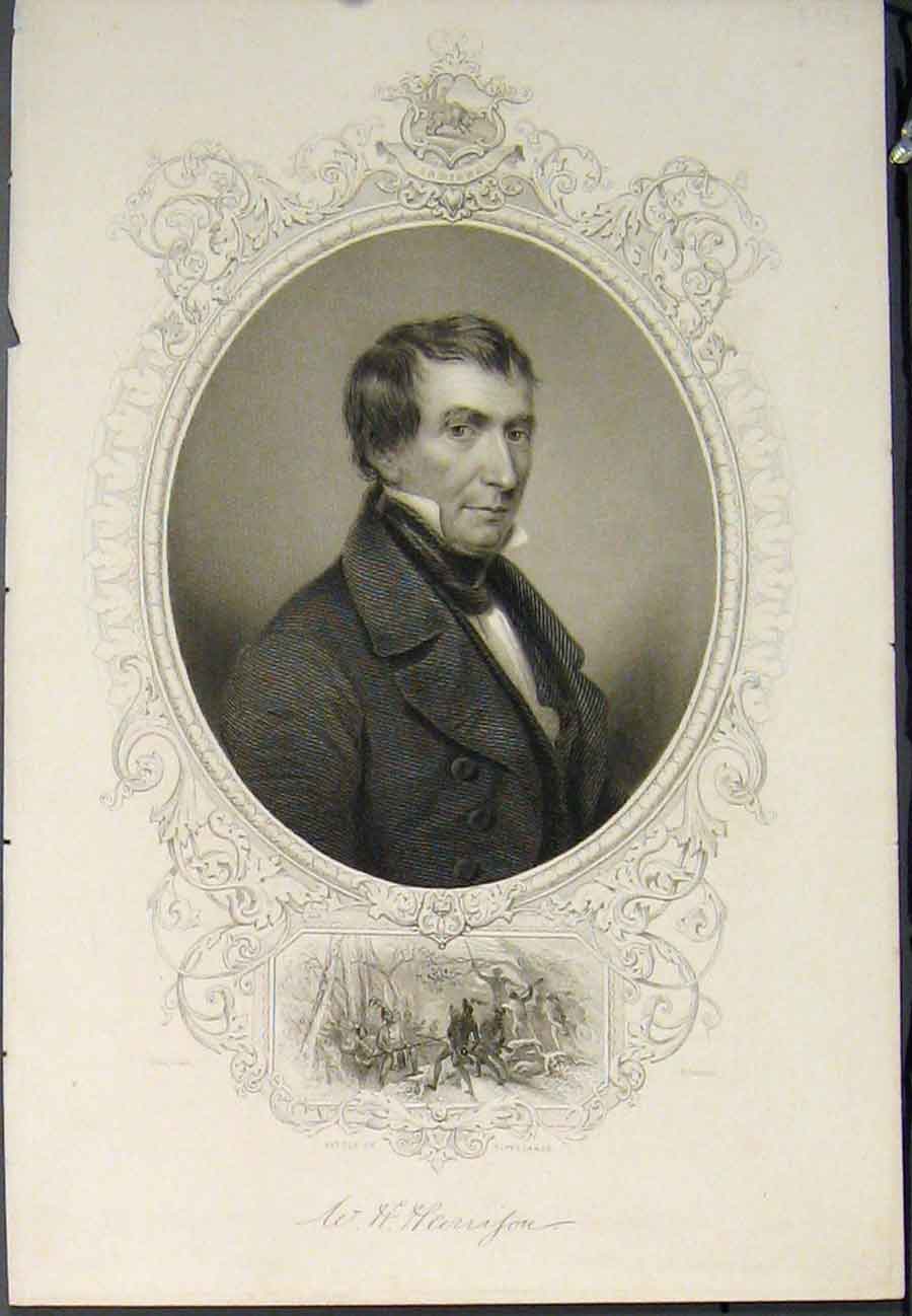 Original Old Antique Print W H Harrison Portrait Fine Art C1895 19th
