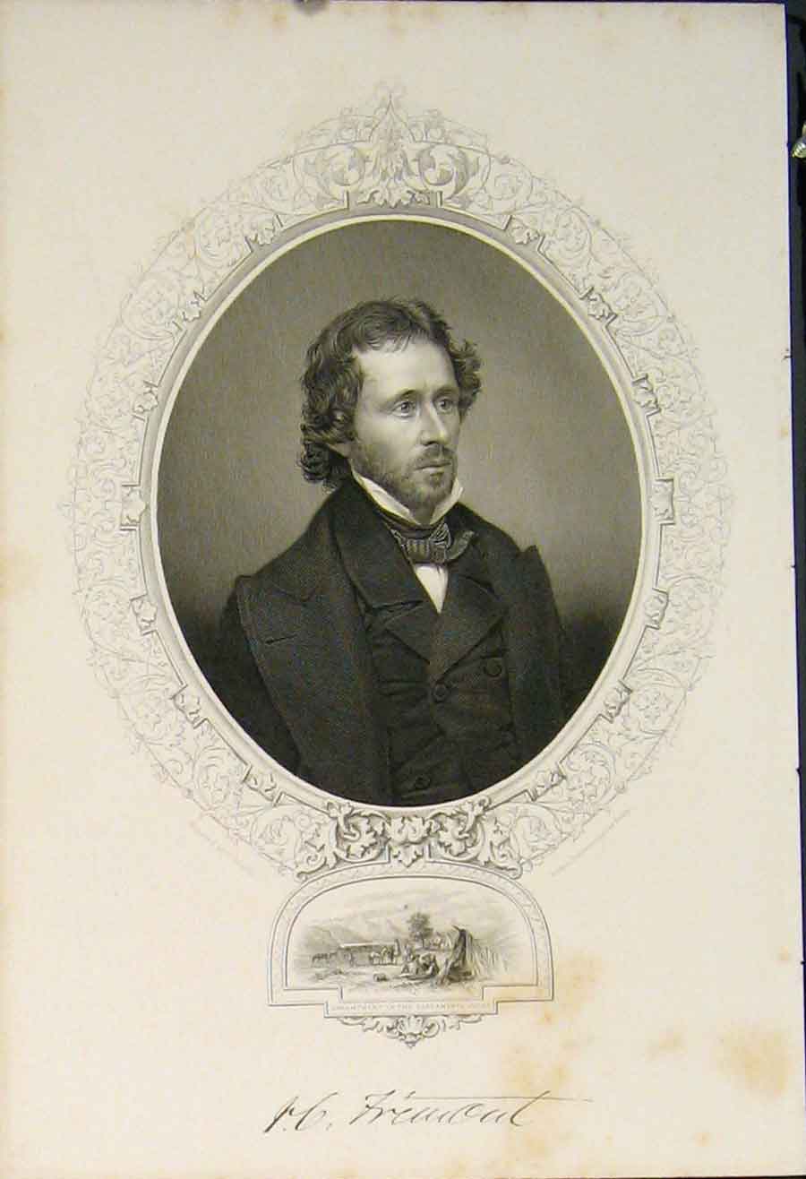 Original Old Antique Print M Freuioid Portrait Fine Art C1895 19th
