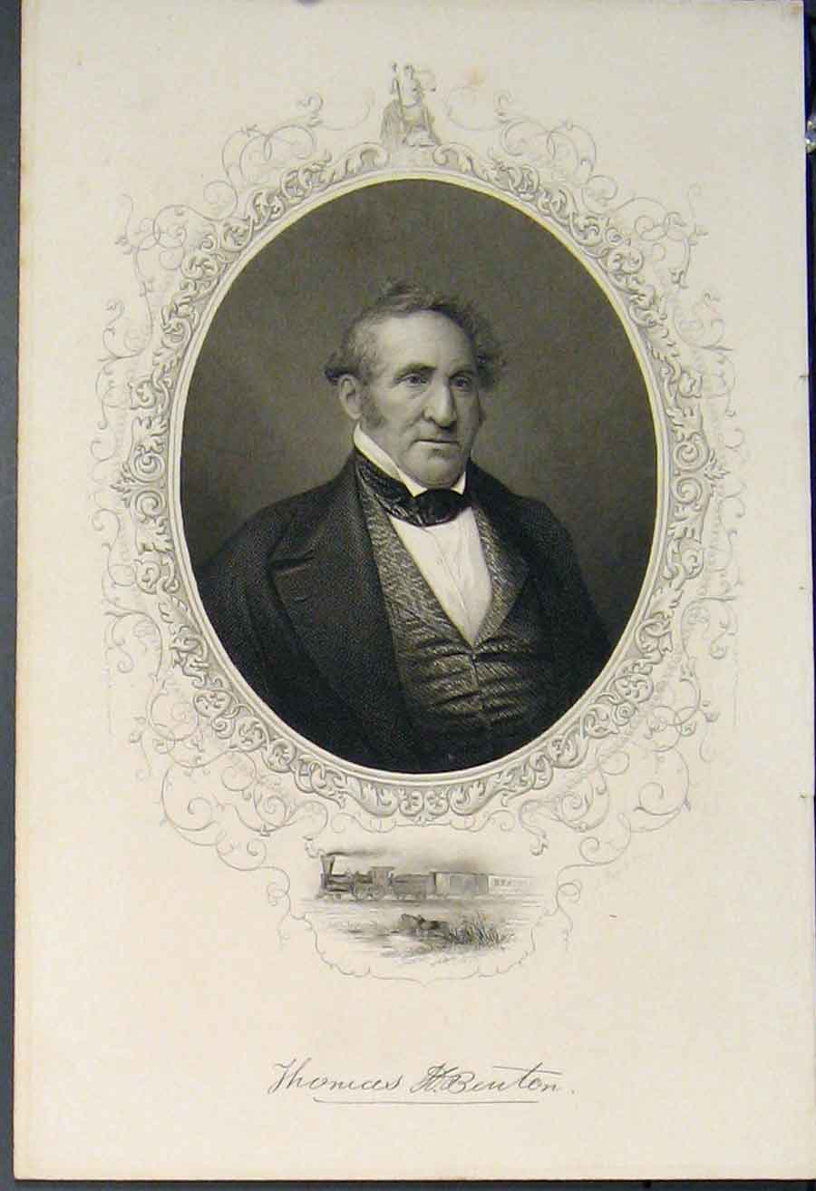 Original Old Antique Print Thomas Beuton Portrait Fine Art C1895 19th