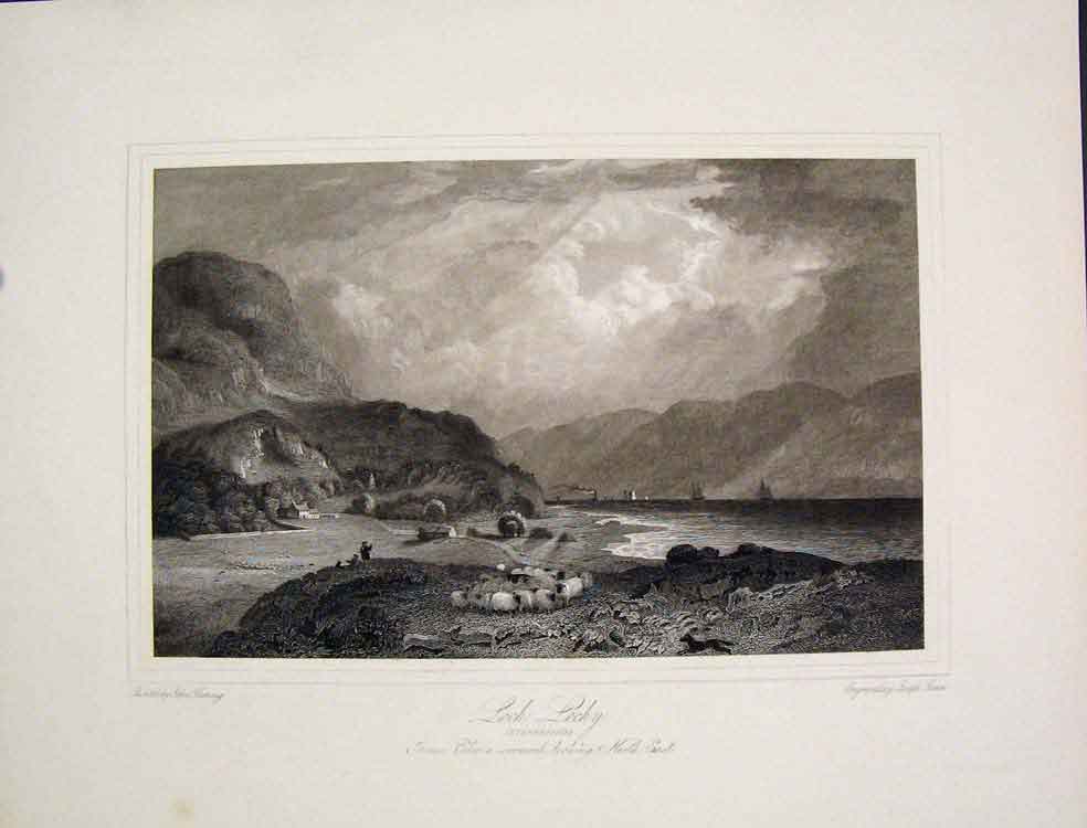 Original Old Antique Print Loch Lochy Inverness Invernesshire Scotland Fine Art