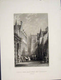 Original Old Antique Print Castle Wind Mars Work Cathedral Scotland