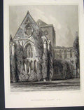 Original Old Antique Print Pluscardine Abbey Scotland Fine Art