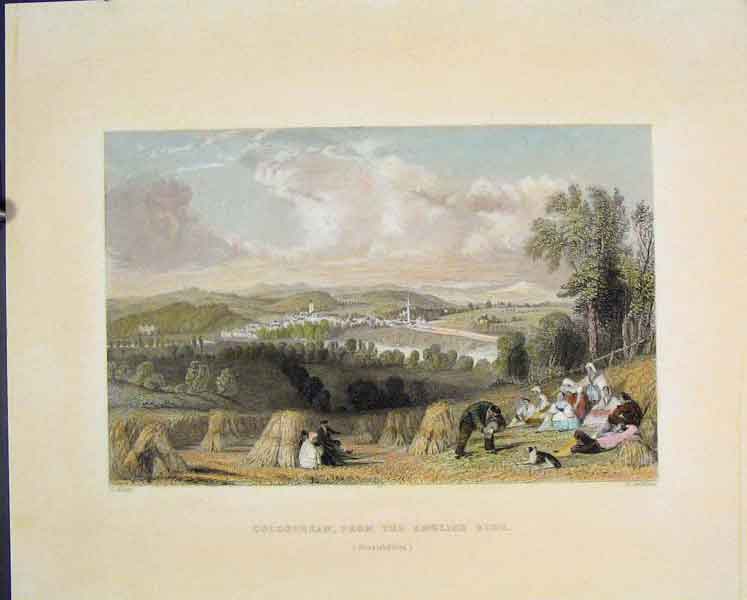 Original Old Antique Print Cstream English Side Berwickshire Colour Fine Art