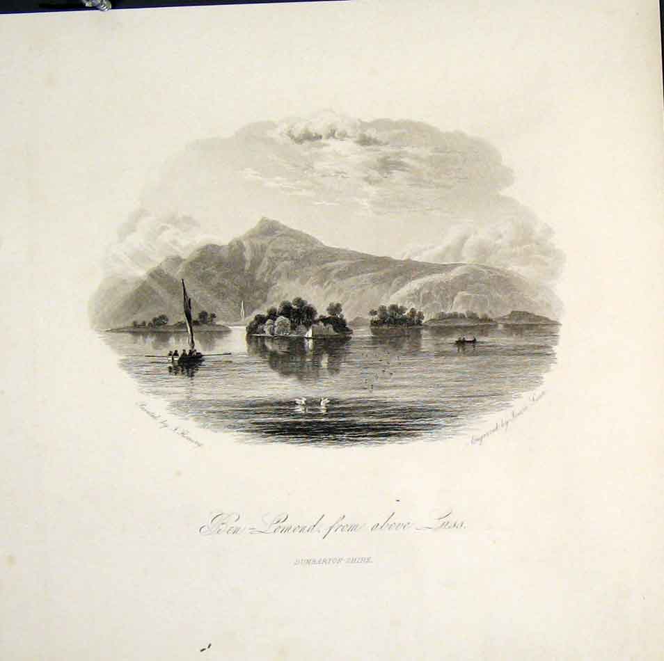 Original Old Antique Print Ben Lomond Dumbarton-Shire Fine Art