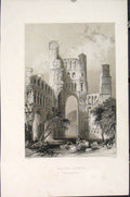 Original Old Antique Print Kelso Abbey Roxburghshire Fine Art