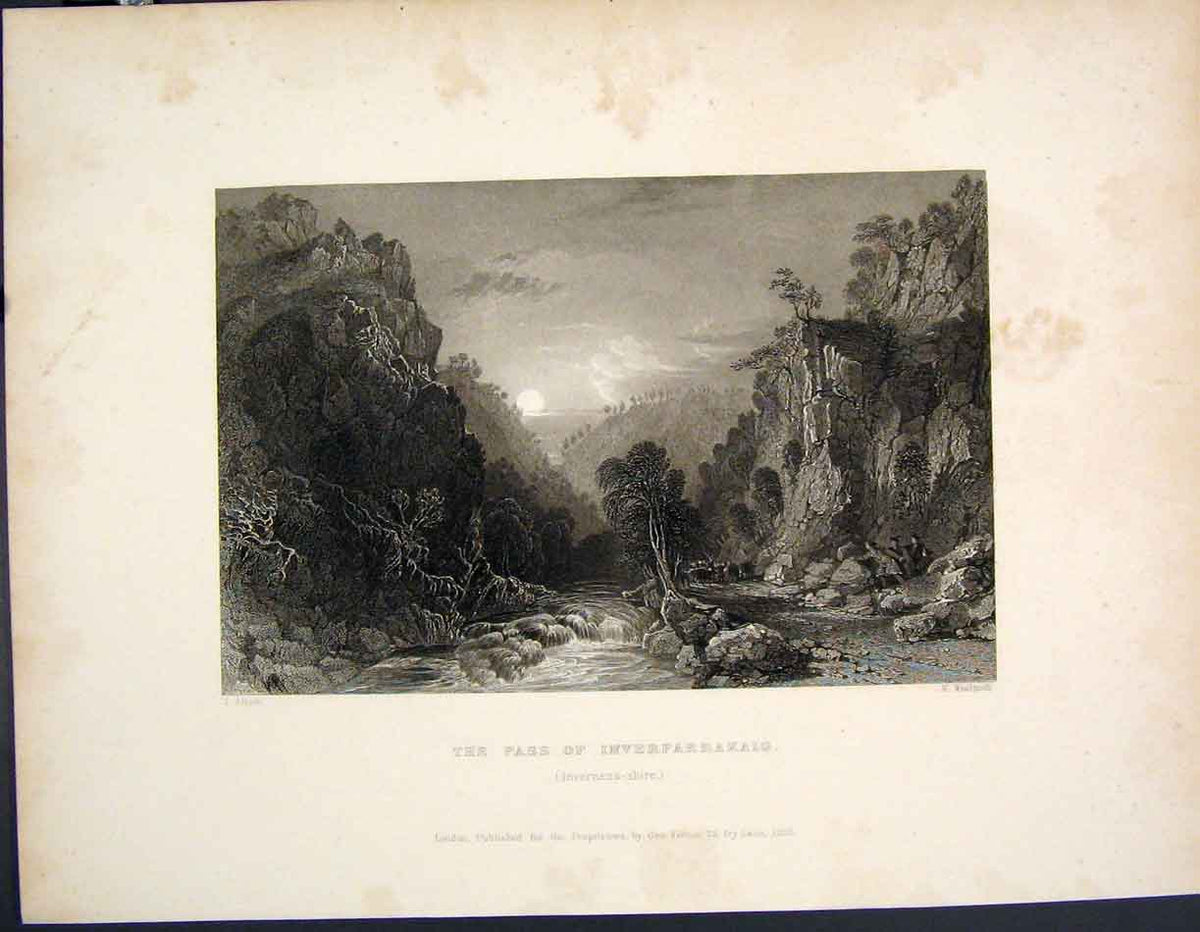 Original Old Antique Print Pass Inverfarrakaig Inverness Invernesshire Scotland