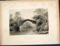 Original Old Antique Print Bridge Doune Barlett Scotland C1877 19th