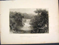 Original Old Antique Print Stonebyres Third Fall Clyde Lanarshire Scotland |