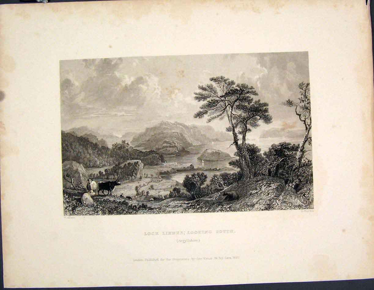 Original Old Antique Print Loch Linnhe South Argyllshire Scotland C1877 19th