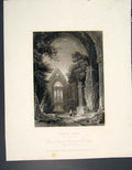 Original Old Antique Print Newby Abbey Dumfrieshire Roberts Scotland Art