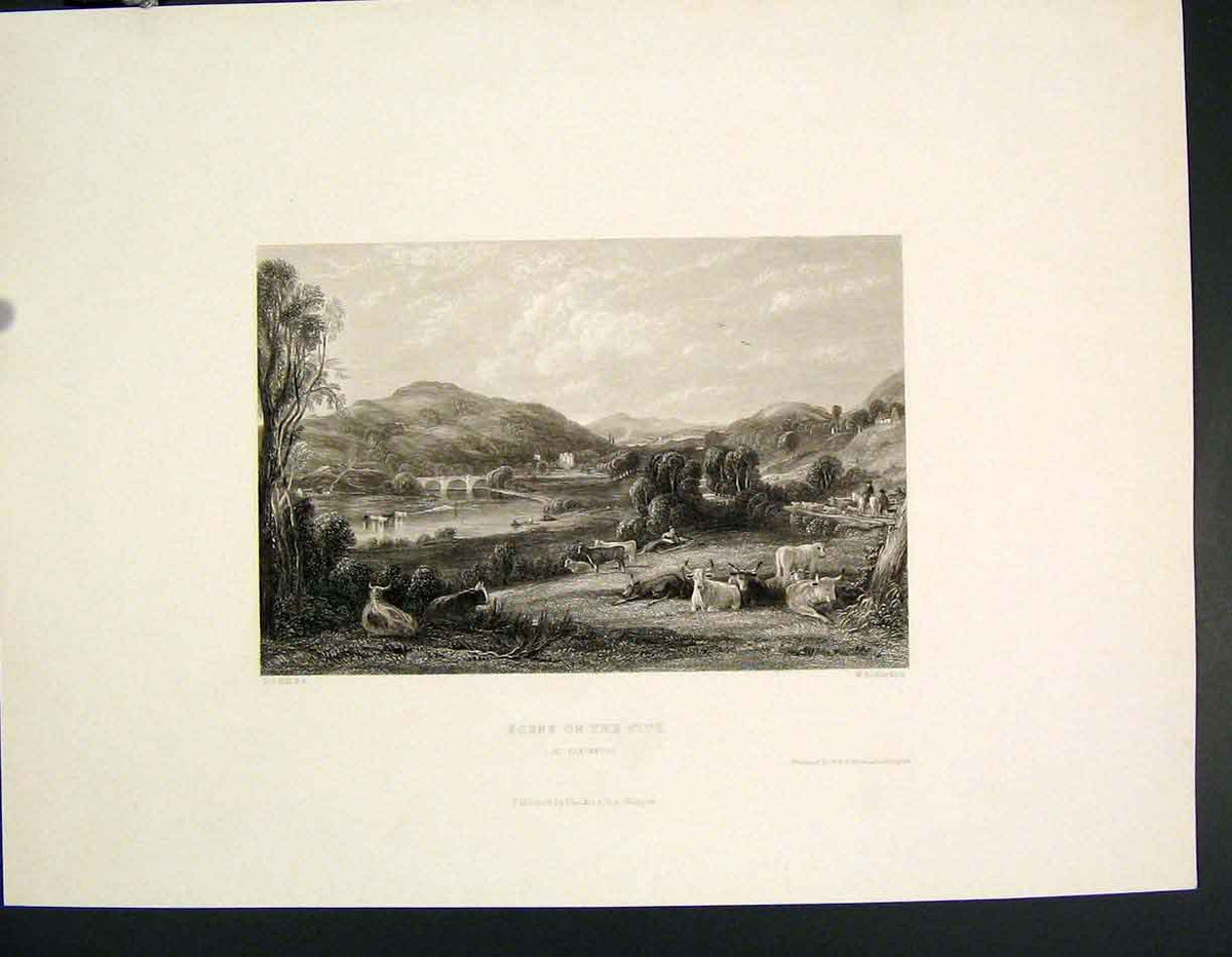 Original Old Antique Print Lanark Scotland Nith Blackwood Scene Fine Art C1877