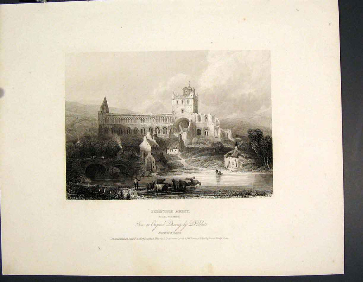 Original Old Antique Print Ljedburgh Abbey Roxburghshire Scotland C1877 19th