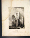 Original Old Antique Print Kelso Abbey Roxburghshire Scotland