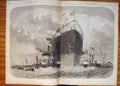 Original Old Antique Print Leviathan Ship Liner Sea Boats Ships 1858 Victorian