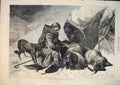 Original Old Antique Print Swiss Mountains Switzerland Sheep Shepherd Dog