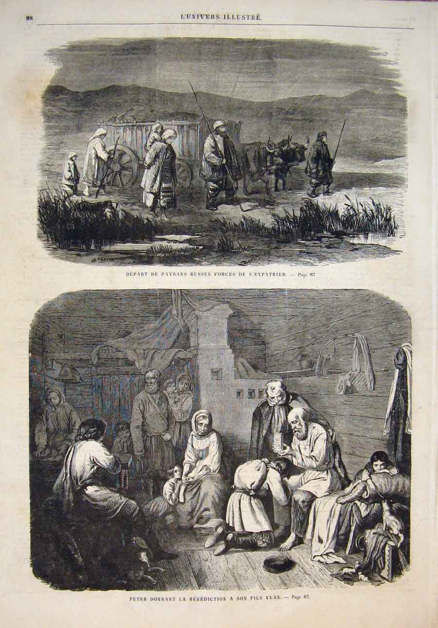 Original Old Antique Print Russian Army Russia Ivan Peter Benediction 1859 19th