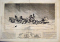 Original Old Antique Print Russian Interior Snow Storm Russia Horses 1859 19th