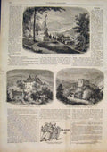 Original Old Antique Print Statue Alpes Switzerland Uriage 1859 19th