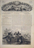 Original Old Antique Print Michel-Ange Journey Travellers Bridge River 1859 19th