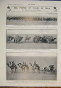 Old Antique Print Prince Wales India Bikanir Desert Maharajah Camels 1905 20th
