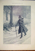 Old Antique Print Tramped On Steadily Minstrel Fiddle Snow Fine Art 1906 20th