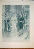 Original Old Antique Print Bride Bridegroom Fine Art 1906 20th Century