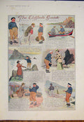 Original Old Antique Print Cliffhole Guide Boat Ferryman Sketch Fine Art 1905