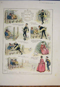 Original Old Antique Print Share In Stocks Skteches Full Colour Fine Art 1905