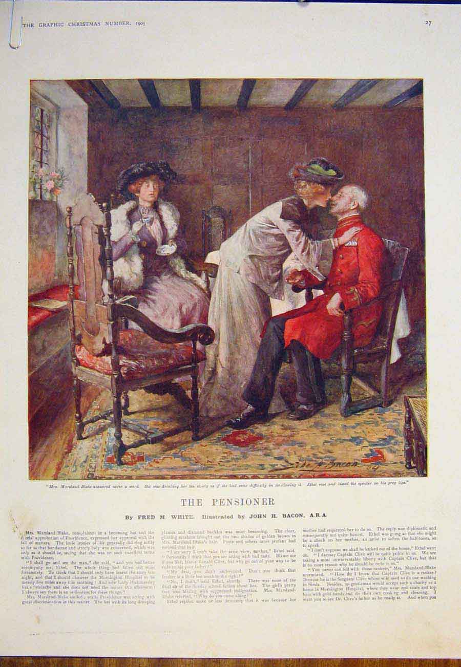 Old Antique Print The Pensioner Bacon Brother Giacomo Shepperson Art 1905 20th