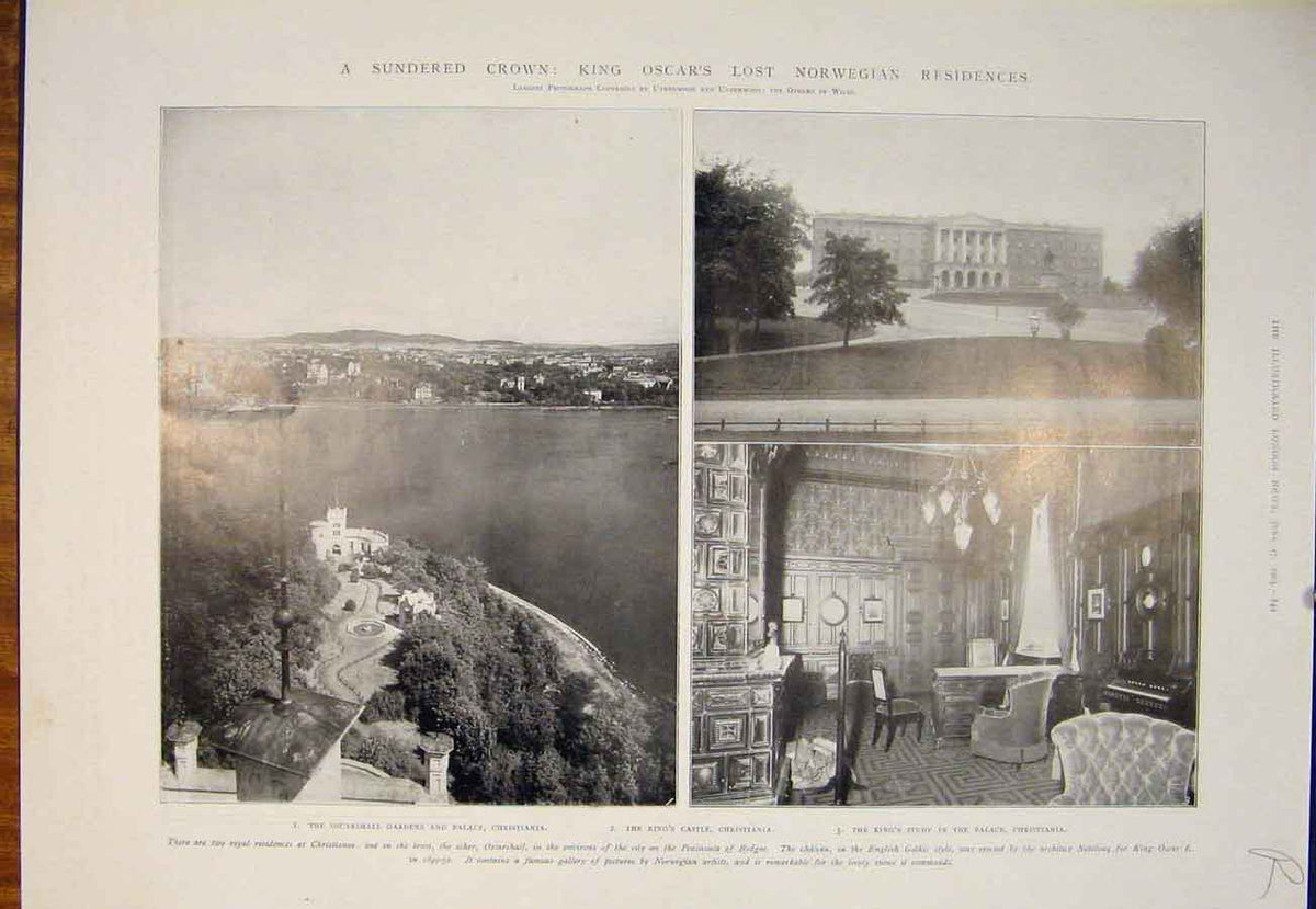 Old Antique Print King Oscar Norway Norwegian Storthing Christiania 1905 20th
