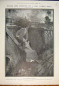 Original Old Antique Print Cuneo Cape Murder Benson Pegram Lovers Fine Art 1905