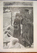 Original Old Antique Print Church Style Snow Lucien Davis Fine Art 1905 20th