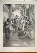Original Old Antique Print Moung Gway Colonial Forestier Fine Art 1905 20th