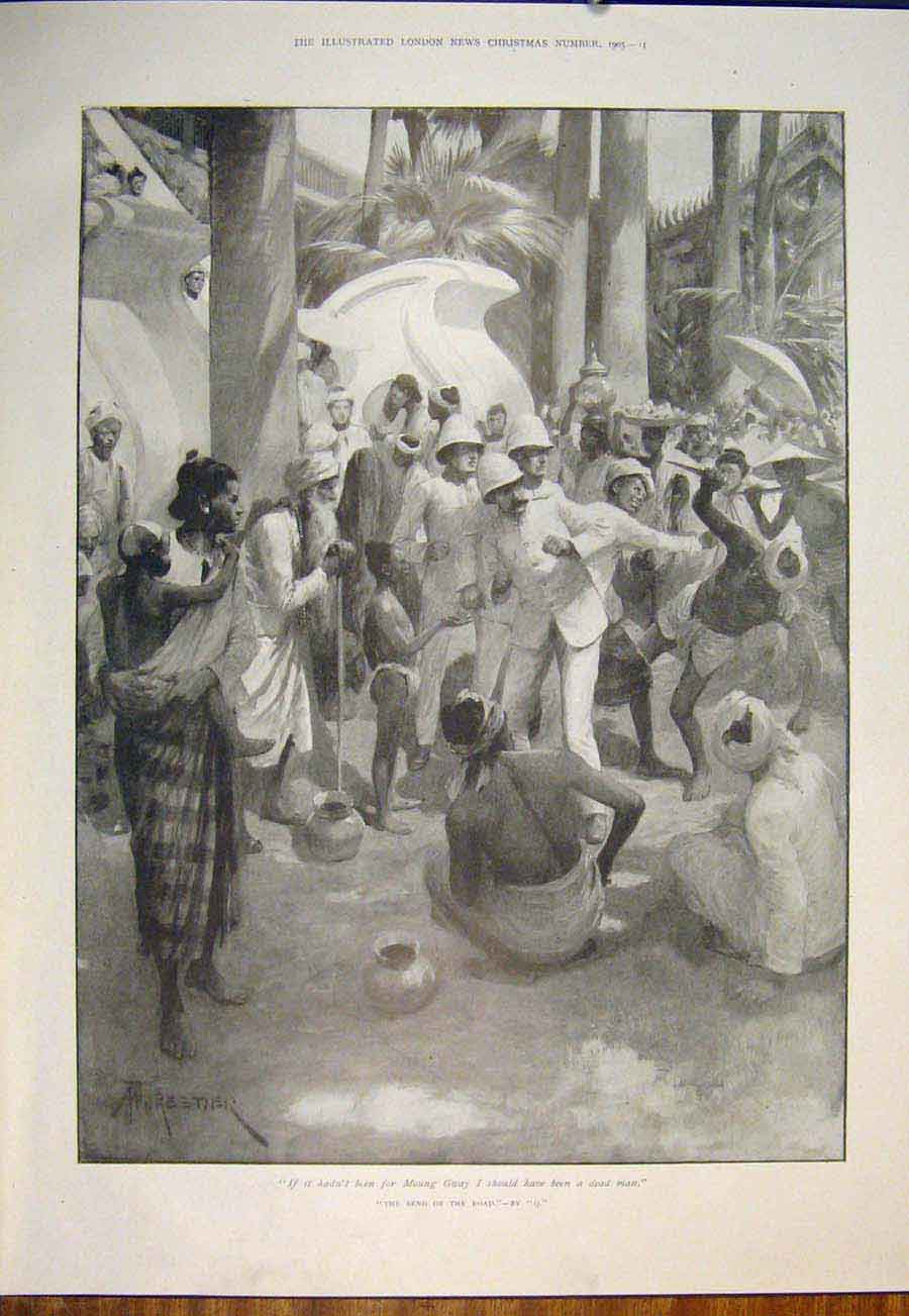 Original Old Antique Print Moung Gway Colonial Forestier Fine Art 1905 20th