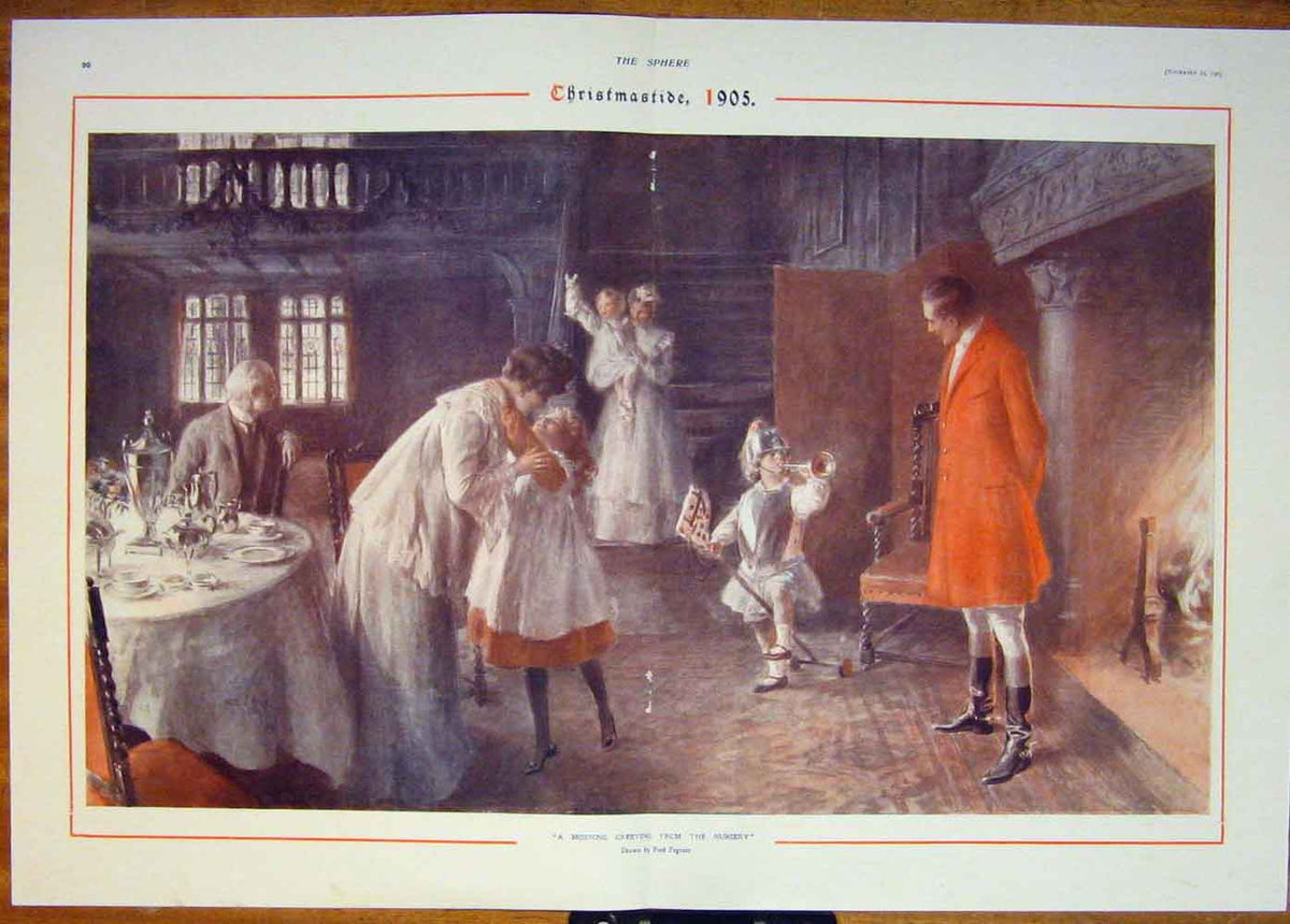 Original Old Antique Print Christmastide 1905 Pegram Nursery Fine Art 1905 20th