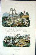 Original Old Antique Print 1839 H/C Natural History *623 Artesan Persuits 19th
