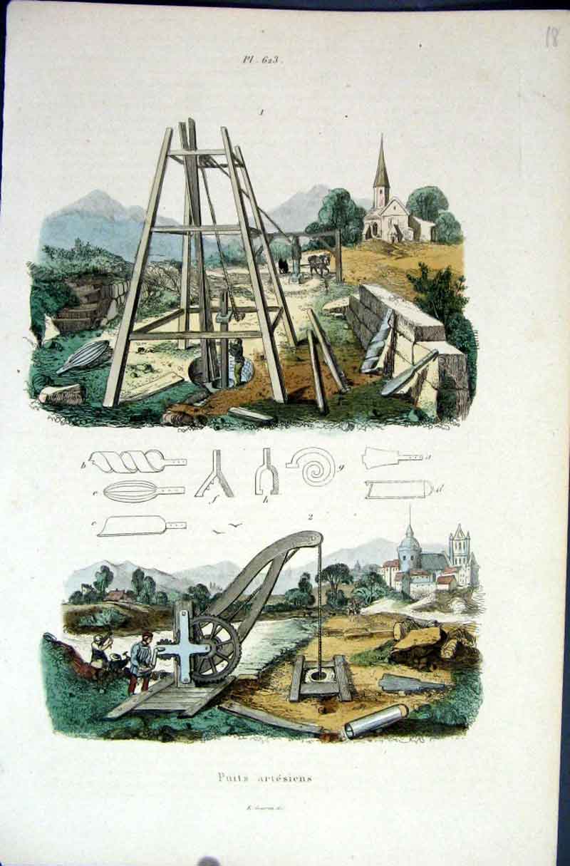 Original Old Antique Print 1839 H/C Natural History *623 Artesan Persuits 19th