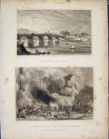 Original Old Antique Print Choisi Le Roi Babylone Suisse Caserne France