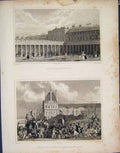 Original Old Antique Print Palais Royal Populace Rambouillet France C1852 19th
