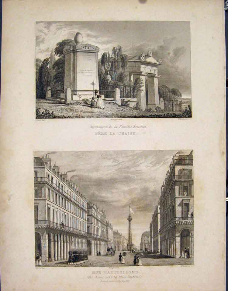Old Antique Print Famille Bouchee Pere La Chaise Castiglione France C1852 19th