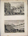 Original Old Antique Print Posts Royale Messagerie France C1852 19th