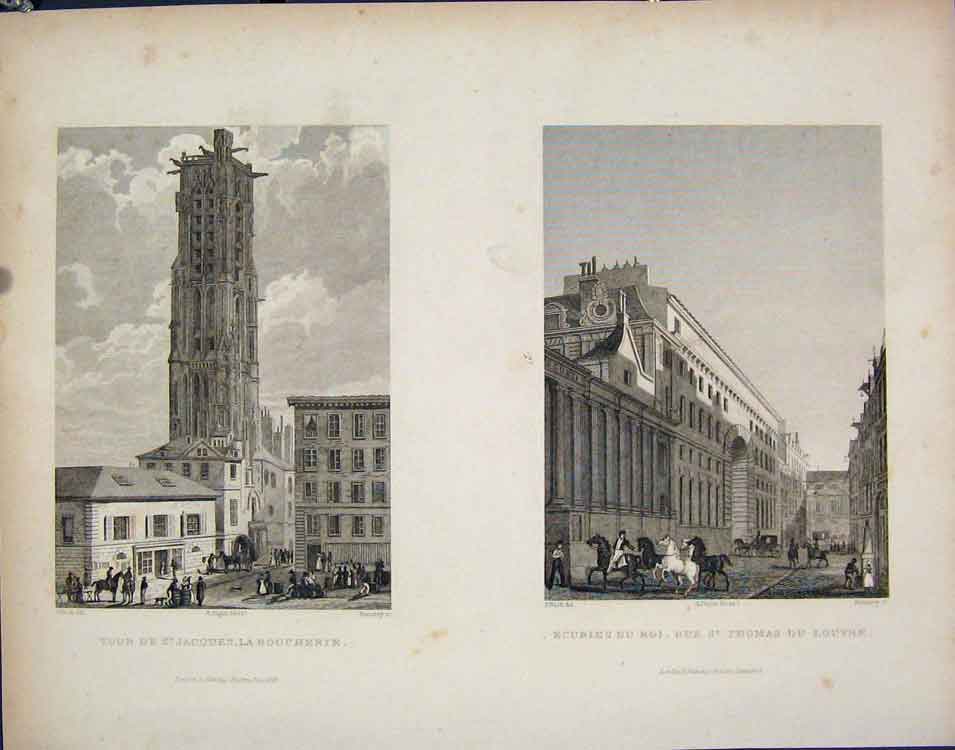Original Old Antique Print St Jacques Thomas Louvre France C1852 19th