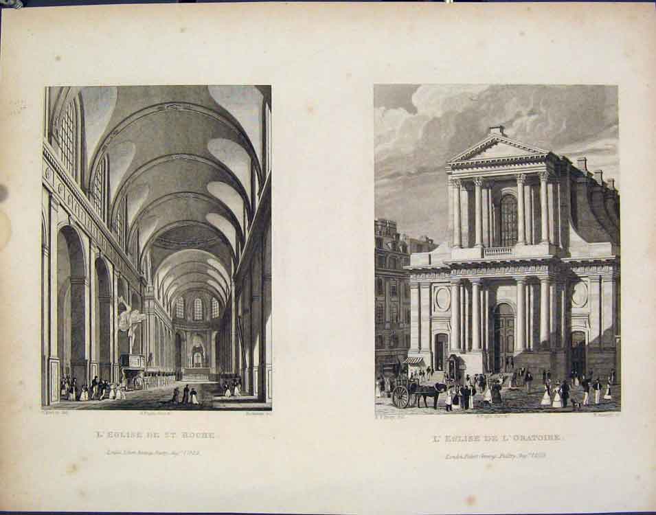 Original Old Antique Print St Roche L'Oratoire France Fine Art C1852 Victorian