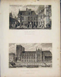 Original Old Antique Print Hotel Cluni Notre Dame Midi France C1852 Victorian