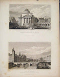 Original Old Antique Print Chapelle Louis Pont Change France C1852 Victorian