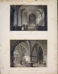 Original Old Antique Print Chappele Prison Conciergerie L'Entr?”e France